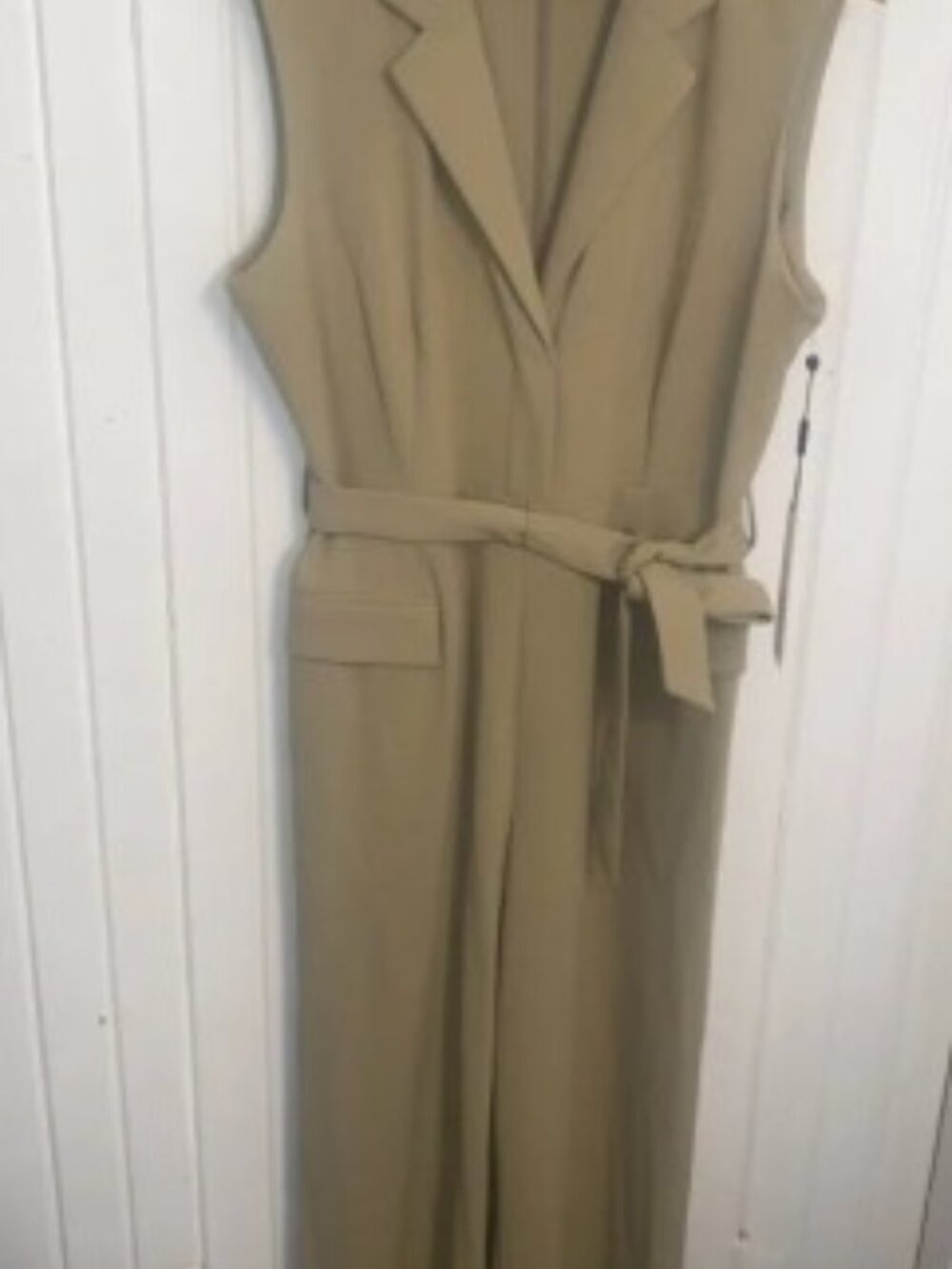 Calvin Klein Sleeveless Collard Tan/Green Jumpsuit Size 14